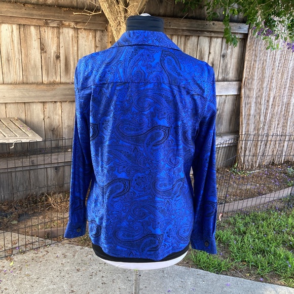 Formal Blue Paisley Shirt by Foxcroft - Picture 3 of 7